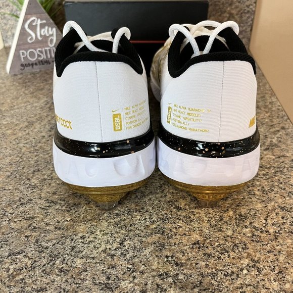 Nike Alpha Huarache Elite 3 Low PRM Baseball White Gold CV3553-101 Mens Size‎ 9 - Picture 6 of 8